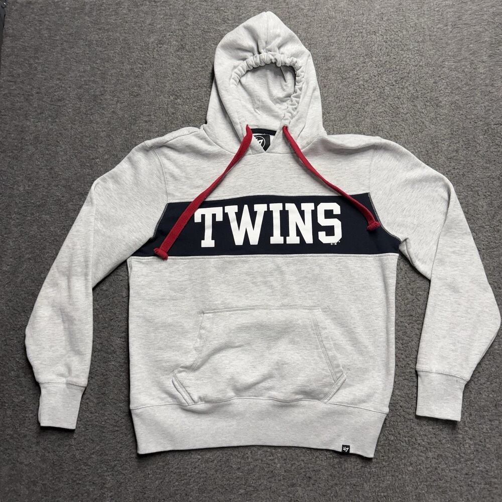 '47 Minnesota Twins Hoodie Sweatshirt Mens Medium Gray Fleece Pullover Baseball